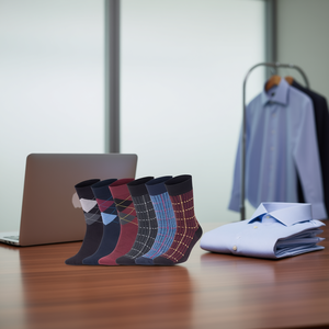Calzini da Uomo in Bambù, 6 Paia, Motivo Argyle, Comodi Calzini Lavorati a Maglia per Business, Stile Classico, per l'Autunno - Product Image 2