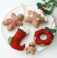 Décorations de Noël en feutre, ornements faits main en laine en forme d'homme en pain d'épices, décorations de maison pour les fêtes