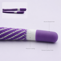 Cordon tressé en polyester personnalisable et écologique avec anneaux contrastants et extrémités trempées dans le silicone pour sacs, vêtements de sport et chaussures