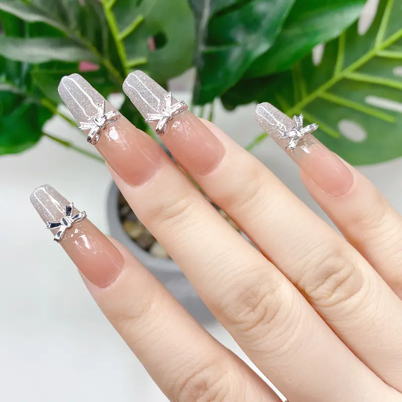 TSZS Hạt Charm Làm Móng Bằng Hợp Kim Thắt Nơ Trang Sức Bướm Nơ Trang Trí Nghệ Thuật Làm Móng Phụ Kiện Làm Móng Đính Pha Lê Ngọc Trai Sáng Bóng Kim Loại