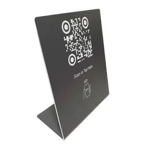 Custom Brand Logo Printed Black Matte NFC Rfid PVC Stand QR Code Payment