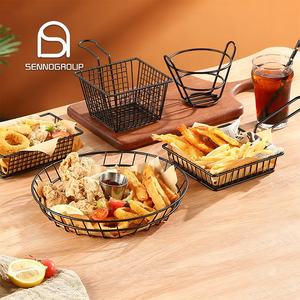 Keranjang Penggorengan Persegi Bulat dari Baja Tahan Karat untuk Kentang Goreng, Keranjang Logam Anyaman Besar Komersial untuk Penggorengan - Product Image 1