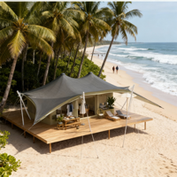 Tente de safari de luxe pour 2 personnes, double, avec salle de bain, balcon, imperméable quatre saisons, lit queen-size, canapé, confort 5 étoiles MeiSu ZP017