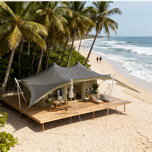 Tente de safari de luxe pour 2 personnes avec salle de bain et grand <span class=keywords><strong>balcon</strong></span>, confort d'hôtel 5 étoiles, lit queen-size, canapé, Tenda De Lona - Product Image 5