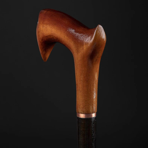 Bastón de Senderismo Clásico Hecho a Mano de Madera de Arce Tallada con Punta de Goma, Mango con Perilla de Latón, Acabado Pulido, para Uso Diario de Personas Mayores - Product Image 1