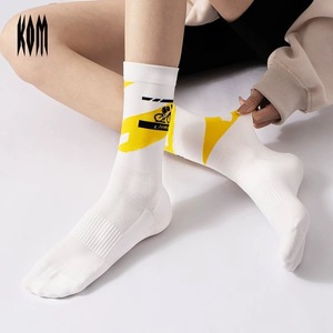 Cycling Crew Socks Nylon Mid Length Black White Unisex Sport Socks For Bike Riding - Product Image 3