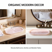 Plateau de vanité moderne en onyx rose, 260x130mm, 800g, en pierre naturelle massif, pour parfums, décoration de salle de bain, rangement de luxe pour la maison