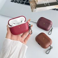 AirPods Pro 1 2 3 4 için Lychee Desenli PU Deri Kulaklık Kılıfı, Anahtarlıklı Darbeye Dayanıklı Kulaklık Koruyucu Kılıf