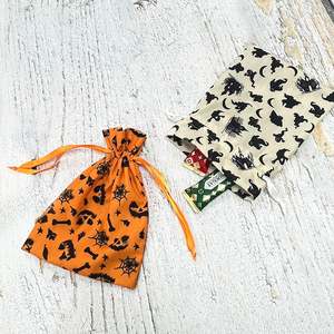 Pochette cadeau en coton à cordon pour Halloween, pour bonbons, boucles d'oreilles, décoration, logo, portefeuille, huiles essentielles, vêtements, artisanat, poussière - Product Image 3