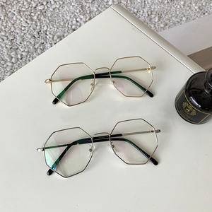 Qianai - Monturas de Gafas Metálicas Poligonales Irregulares para Mujer, Montura Completa, Lentes Anti-UV AC W4 1970 - Product Image 3