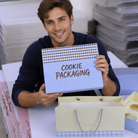 Boîtes d'emballage alimentaire en papier pliables pour biscuits, avec couvercle et base personnalisés, impression de qualité alimentaire