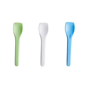Wholesale Compostable Individually Wrapped Cutlery Disposable Ice Cream Spoon PLA Colorful Ice Cream Tasting Spoons