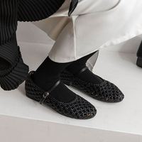 Cialisa Nouveaux Ballerines pour Femme Été 2025 Bout Rond Tendance Tressé Bride à Boucle Confortables Chaussures Mary Jane pour Filles