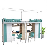 Ensemble de lit de dortoir scolaire moderne en métal avec bureau d'ordinateur et armoire
