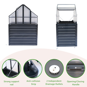 Serre rectangulaire surélevée avec couvercle et fenêtre d'observation pour jardins domestiques, arrière-cours et cours intérieures - Product Image 2