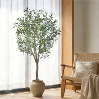 Arbre d'olivier artificiel d'usine, vente en gros, arbre d'olivier en plastique écologique noir pour décoration intérieure avec un aspect naturel