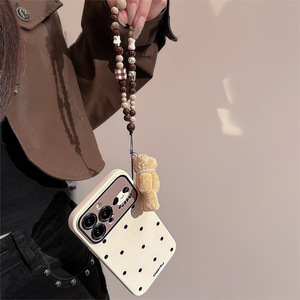 Coque de téléphone antichoc en TPU motif pois minimaliste avec cordon petit ours pour iPhone 17 15 16 Pro 11 et Huawei Mate 60 - Product Image 6
