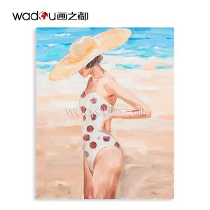 Pintura abstrata feminina nude, pintura a óleo 2021, pintura a mão, quadrada, completa, sexy, da arte da parede da praia, venda imperdível, 100%