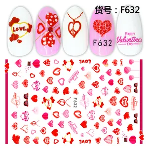 TSZS 3D Mới Ngày Valentine Dán Móng Tay Nail Art Tình Yêu Hình Trái Tim Nụ Hôn Rose Nail Art Trang Trí Đề Can