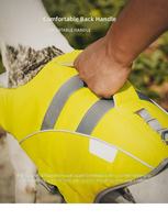 Veste de sauvetage pour chien jaune réfléchissant haute visibilité avec boucle réglable et poignée supérieure pour la natation en eau - Vente en gros