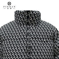Blouson bomber unisexe rayé noir et blanc, coupe slim, col montant, lignes matelassées horizontales, rembourrage en duvet, hiver, personnalisé