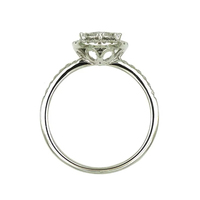 Bague de fiançailles de luxe en or 18 carats avec halo de diamants naturels ronds et pavé, bijoux pour femmes, illusion de joaillerie fine