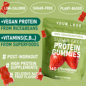 OEM özelleştirilmiş yüksek Protein Gummies sıfır karbonhidrat hayır boyalar şekersiz 20g Vegan bitki bezelye/çim beslenen Whey Protein Gummies aperatifler - Product Image 2