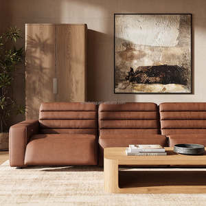 Canapé-lit sectionnel 3 places FERLY en cuir PU, ensemble de 3 pièces, pour appartement, avec fauteuil inclinable électrique à levage manuel, rembourré et moderne - Product Image 1
