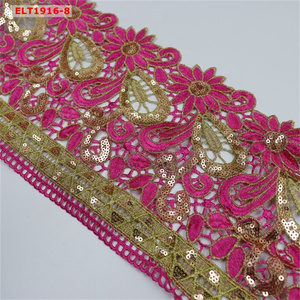 Ren sản xuất bán buôn tùy chỉnh Polyester ren TRIM đầy màu sắc sequined ren với sequins thêu TRIM - Product Image 5