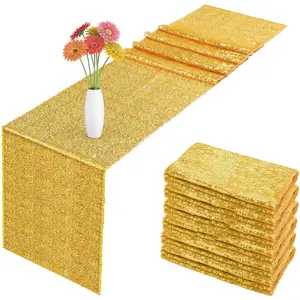 Wholesale Sequin Table Runner 12 X 108 Inch Gold Rectangle Birthday Wedding Banquet Holiday Party Decorations Baby Shower
