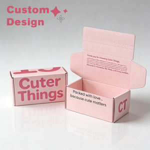 Boîte d'emballage rose personnalisée avec logo, en carton ondulé avec bande de déchirement, boîte d'expédition pour cadeaux et emballage e-commerce - Product Image 1