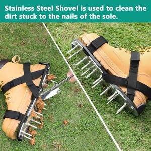 Chaussures aérateurs de pelouse à boucles en métal robustes de taille unique avec 3 sangles réglables efficacement pour aérer le sol de la pelouse-Fournitures de jardinage - Product Image 5