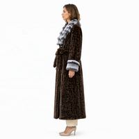 Manteau long en fausse fourrure à imprimé léopard pour femme, élégant, chaud, avec ceinture, col et poignets contrastés en fausse fourrure moelleuse, manteaux en fausse fourrure écologique