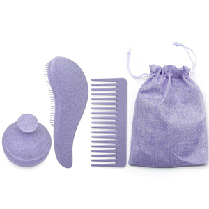 Kit spazzola per capelli in paglia di grano OEM/ODM spazzola per capelli con spazzola per capelli con borsa da donna set regalo - Product Image 3