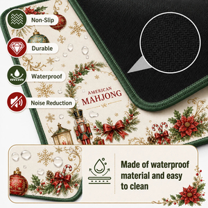 Luxury Forest Green Holiday Wreath Mahjong Table Mat Noise Reduction Neoprene Game Play Mat with Travel Bag for Christmas Gifts - Product Image 5