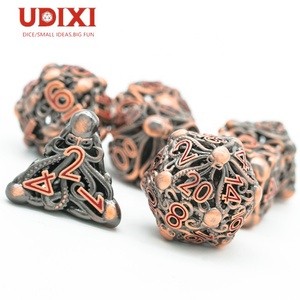 Para Udixi RPG Polyhedral Dungeons and Dragons Octopus Hollow Metal <span class=keywords><strong>Dice</strong></span> <span class=keywords><strong>Set</strong></span> Durable y Unique Packed in a Metal Box - Product Image 1