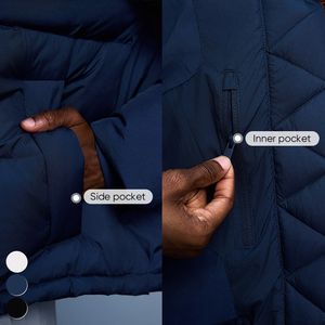 Veste de sport et de yoga R&U Winter 90% duvet de canard blanc, capuche amovible, épaisse, isolée, ourlet à cordon de serrage, imperméable, veste matelassée pour <span class=keywords><strong>femme</strong></span> - Product Image 3