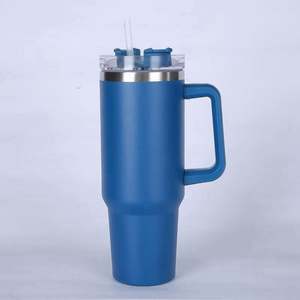 Gobelet isotherme en acier inoxydable de 40 oz avec poignée, couvercle et paille – Maintien au chaud de 6 à 12 heures – Design moderne pour le camping - Product Image 4
