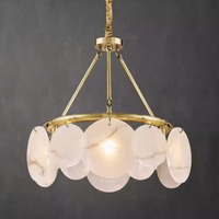 Luminaire de salle à manger et de chambre postmoderne, lampe suspendue en laiton et marbre, éclairage de plafond nordique, lustre pour salon