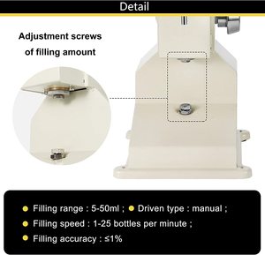 Machine de remplissage manuelle A03 la plus vendue pour huile et crème, remplissage de liquides de 50 ml pour l'emballage de boissons, trémie de 10 L pour sachets en verre - Product Image 3