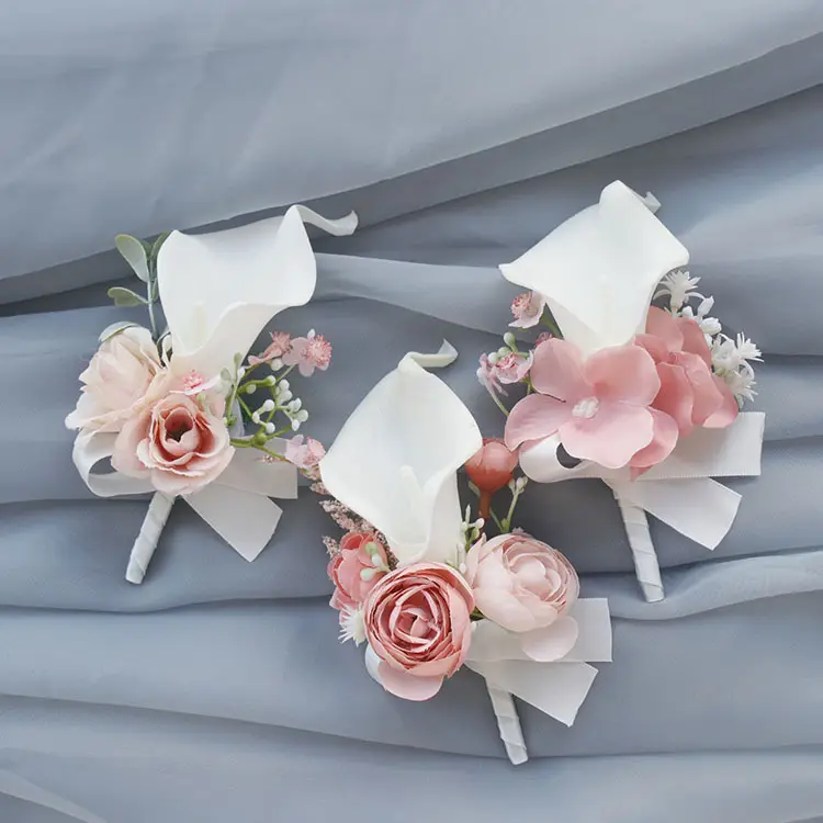 F2407 White Pink Color Series Wedding Supplies Banquet Celebration Corsage Hand Wrist Flower For Bride And Groom