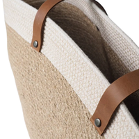 Sac fourre-tout en gros bicolore en paille et raphia, sac de plage et de shopping avec sangle en cuir, logo personnalisé, sac à bandoulière bohème d'été pour femme