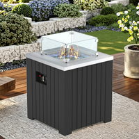 Table de foyer d'extérieur/cheminée d'intérieur carrée de 21 pouces, durable et élégante, en aluminium, au propane, écologique, avec revêtement en poudre, pour usage domestique