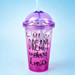 Ly nhựa có nắp vòm và ống hút, dung tích 450ml/16oz, hai lớp, dùng cho cà phê đá - Product Image 1