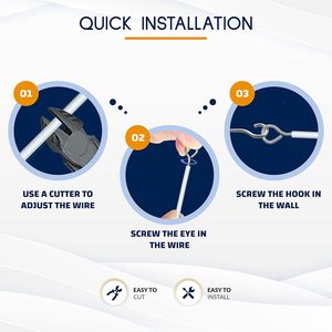 Easy Installation <strong>Curtain</strong> <strong>Wire</strong> Hooks Set 4 Meter <strong>Kit</strong> with 8-Eye 8-Hook Multipurpose for Windows - Product Image 3