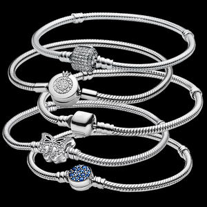 ลูกปัด925แท้สีเงินสเตอร์ลิงสีฟ้ามหาสมุทรเหมาะสำหรับสร้อยข้อมือลูกปัดของขวัญเครื่องประดับแสนโรแมนติก - Product Image 1