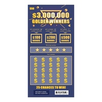 Cartes à Gratter de Loterie Jackpot Gagnants Dorés, Impression Numérique sur Mesure, Taille Personnalisée, Logo Échantillon, Billets de Loterie Personnalisés