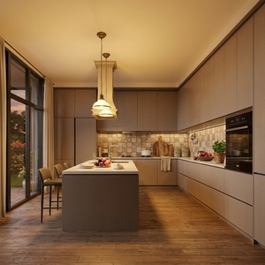 Set Completo di Mobili da <span class=keywords><strong>Cucina</strong></span> Personalizzati con Isola, <span class=keywords><strong>Cucina</strong></span> a L con Armadi a Parete, Base e Isola - Product Image 1