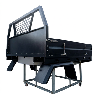 Black Powder Coated Aluminum Ute Tray with Headboard & <b>Lockable</b> Storage Drawer - Product Image 1