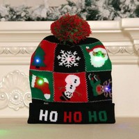 Cappello di Natale con luce di Natale lampeggiante cappello lavorato a maglia regalo di natale per adulti natale decorazioni per feste di Capodanno